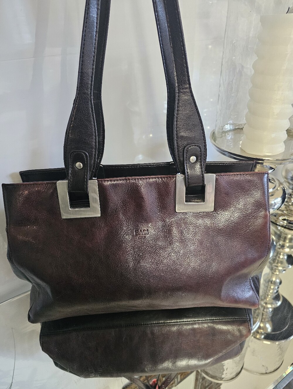 Baci  Y2K Era Women’s Leather Shoulder Bag in Dark Plum